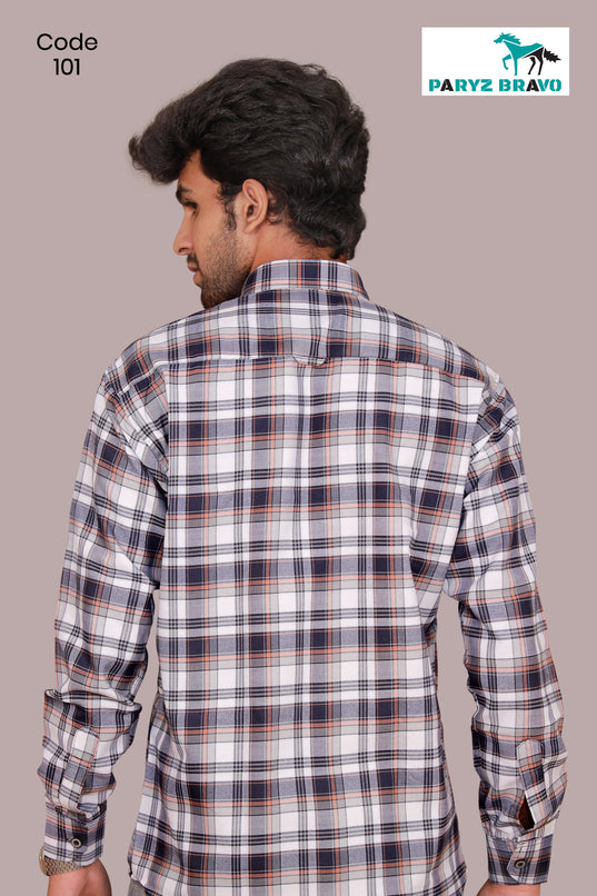 Oxford cotton - Dark blue & white checks