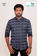 Linen cotton Dark blue checks