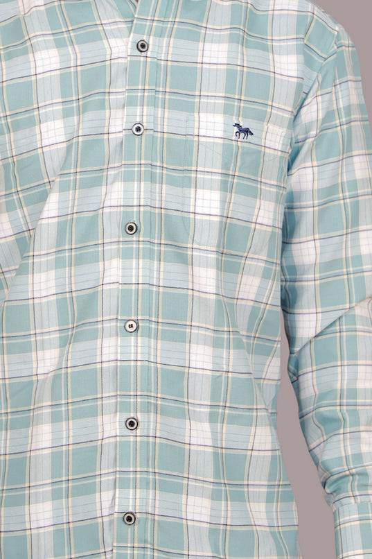 Oxford cotton  Pastel green & white checks