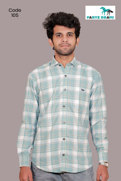 Oxford cotton  Pastel green & white checks