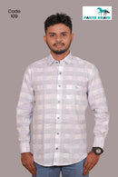 Linen cotton  White checks