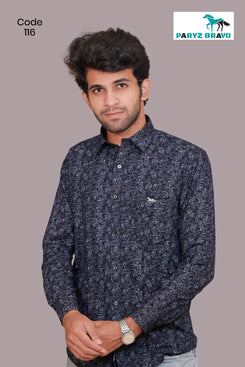 Linen cotton  Dark blue print