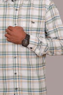 Oxford cotton  White & green checks