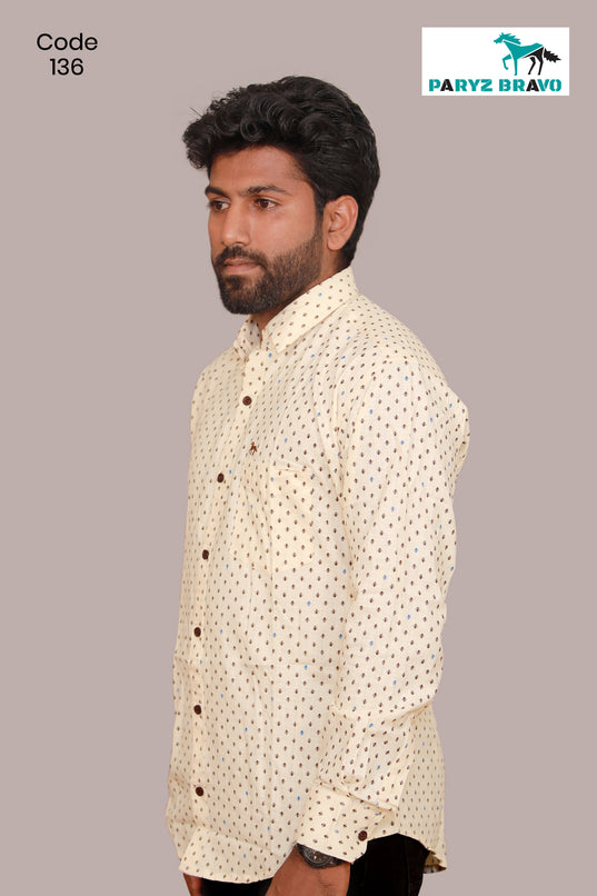 Linen cotton Ivory print